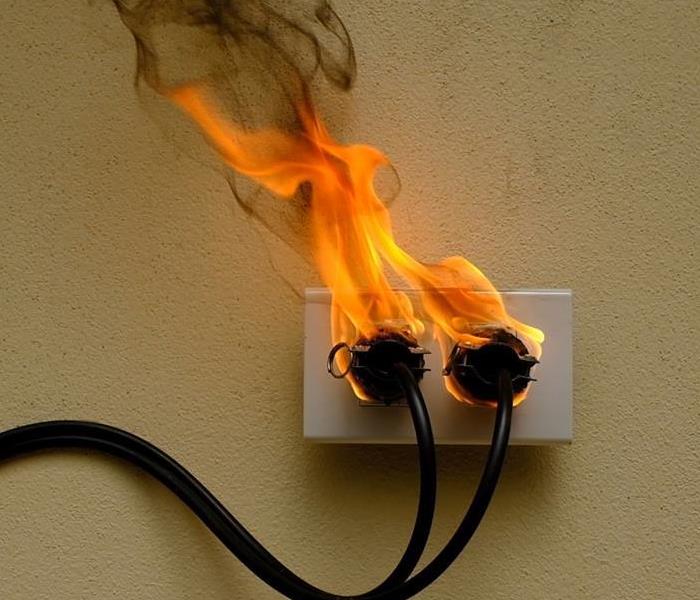 Both plugs spark and catch fire. 